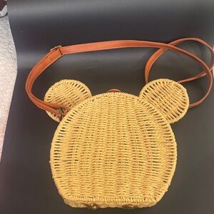 Rattan Straw Purse Mickey Mouse Wicker Woven Purse Crossbody shoulder Handbag